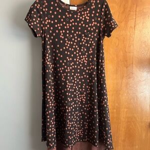 LuLaRoe Brown and Orange Polka Dot Dress